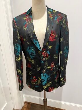 Bogosse Prive Gino Blazer Black, Multicolor Statement Jacket Size 38 EU 48